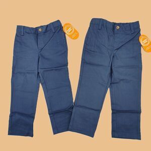 2 Wonder Nation Girls Pants 4T Toddler Blue Flat Front School Uniforms Bundle